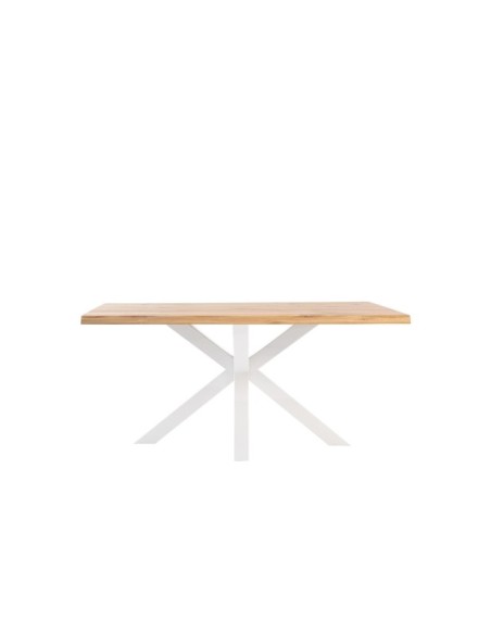 Mesa MOODY 200x100 cm de Comedor, Metal / Madera de Roble / Natural / Blanco