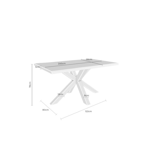 Mesa MOODY 200x100 cm de Comedor,...