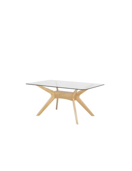 Mesa NEILS 140x90 cm de Comedor, Cristal / Madera / Roble