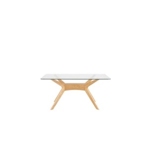 Mesa NEILS 140x90 cm de Comedor, Cristal / Madera / Roble