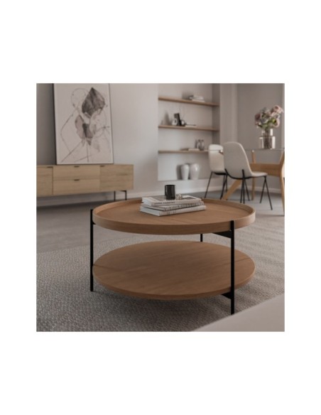 Mesa de Centro LICHT, Chapa de Roble / Metal / Natural