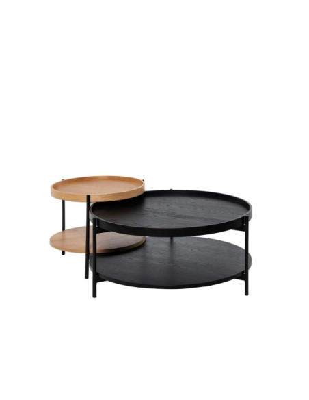 Mesa de Centro LICHT, Chapa de Roble / Metal / Negro