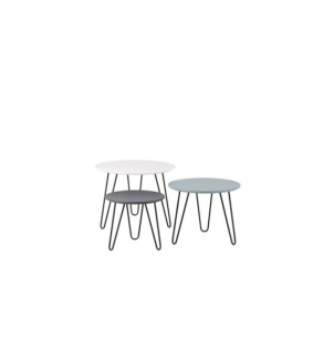 Set 3 Mesas de Centro AWA, DM / Blanco / Azul / Gris / Metal