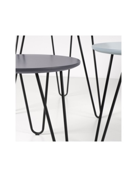 Set 3 Mesas de Centro AWA, DM / Blanco / Azul / Gris / Metal