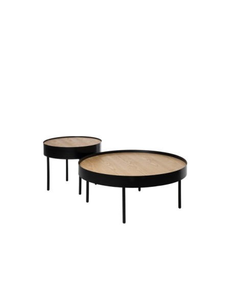 Mesa de Centro WALLY, Madera / Metal / Roble / Negro