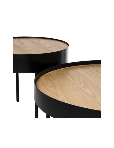 Mesa de Centro WALLY, Madera / Metal / Roble / Negro