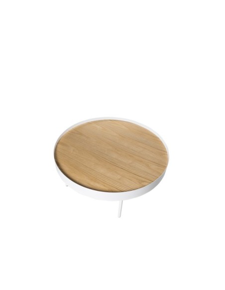 Mesa de Centro WALLY, Madera / Metal / Roble / Blanco