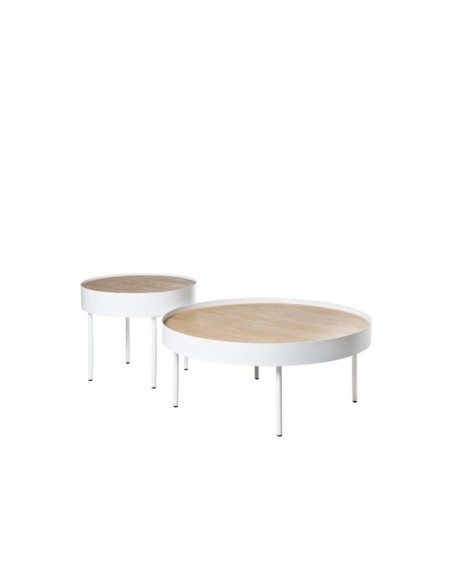 Mesa de Centro WALLY, Madera / Metal / Roble / Blanco