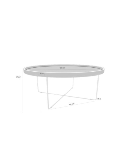 Mesa de Centro NEWMAN, DM / Metal / Blanco