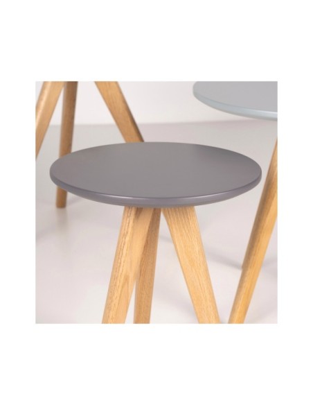 Set 3 Mesas de Centro OULU, DM / Blanco / Azul / Gris / Madera