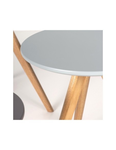Set 3 Mesas de Centro OULU, DM / Blanco / Azul / Gris / Madera