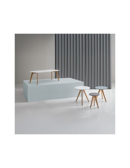 Set 3 Mesas de Centro OULU, DM / Blanco / Azul / Gris / Madera