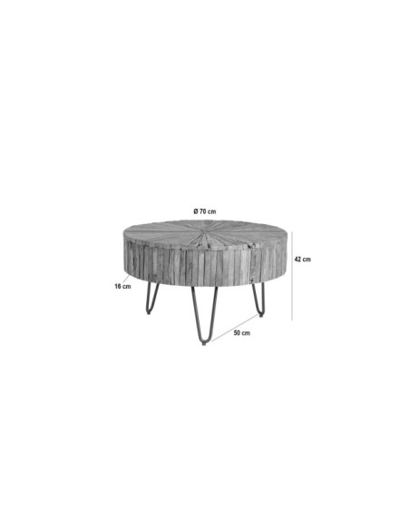 Mesa de Centro HEFTY, Madera Reciclada / Hierro / Natural / Negro
