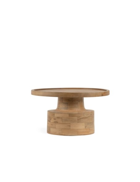 Mesa de Centro HUBERT Ø80 cm, Madera de Mango / Natural