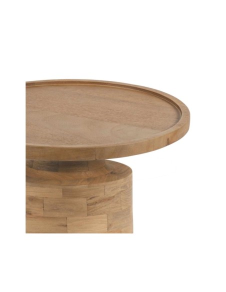 Mesa de Centro HUBERT Ø80 cm, Madera de Mango / Natural