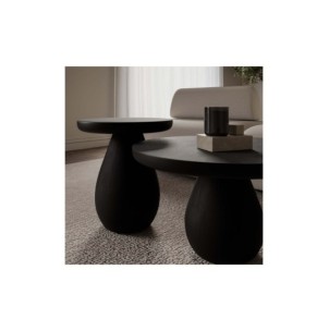 Mesa de Centro THOMAS Ø70 cm, Madera de Mango / Negro 2