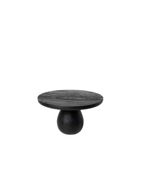 Mesa de Centro THOMAS Ø70 cm, Madera de Mango / Negro