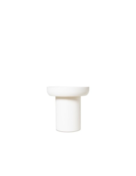 Mesa de Centro LIME Ø50 cm, Madera de Mango / Blanco Efecto Cemento