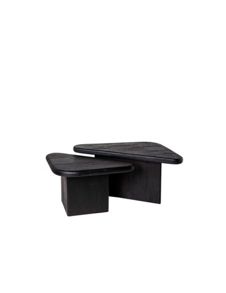 Set 2 Mesas de Centro DOROTEA, Madera de Mango / Negro