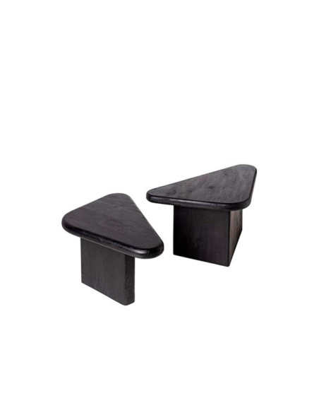 Set 2 Mesas de Centro DOROTEA, Madera de Mango / Negro