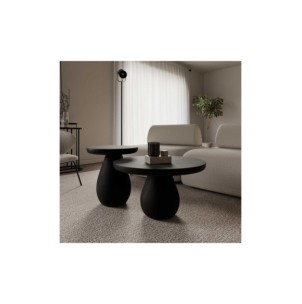 Mesa de Centro THOMAS Ø45 cm, Madera de Mango / Negro 2