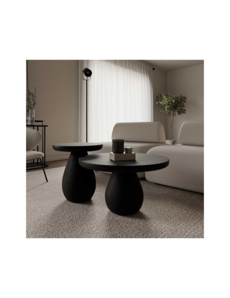 Mesa de Centro THOMAS Ø45 cm, Madera de Mango / Negro