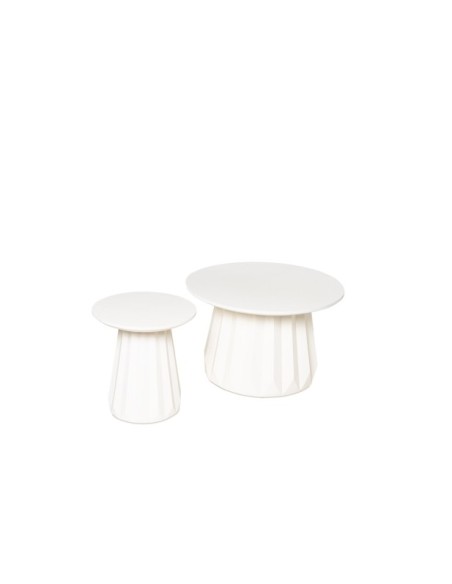 Mesa de Centro MIDAS Ø40 cm, Madera de Mango / Blanco