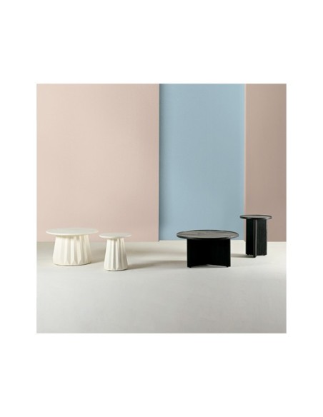 Mesa de Centro MIDAS Ø40 cm, Madera de Mango / Blanco
