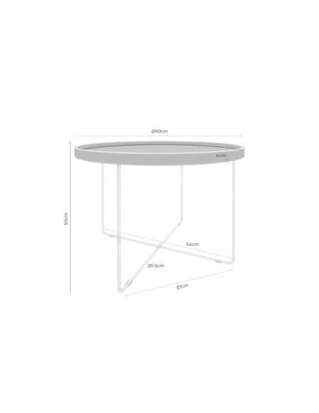 Mesa de Centro DUSHWANE, DM Lacado / Metal / Blanco