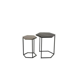 Set 2 Mesas de Centro SHILA, Metal / Negro / Dorado 2