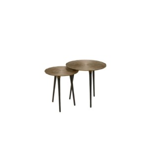 Set 2 Mesas de Centro KEMI, Metal / Dorado / Negro