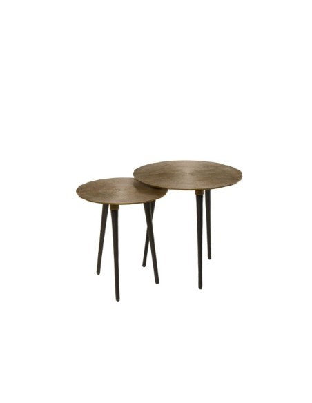 Set 2 Mesas de Centro KEMI, Metal / Dorado / Negro