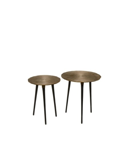 Set 2 Mesas de Centro KEMI, Metal / Dorado / Negro