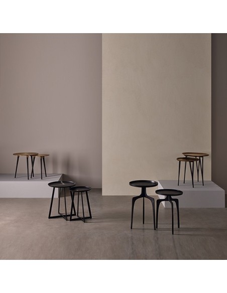Set 2 Mesas de Centro KAJAANI, Metal / Negro / Cobre Envejecido