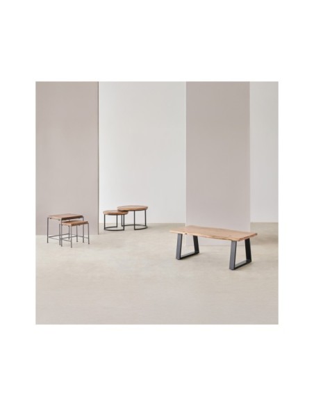Mesa de Centro REKKA, Acacia / Metal / Natural / Negro