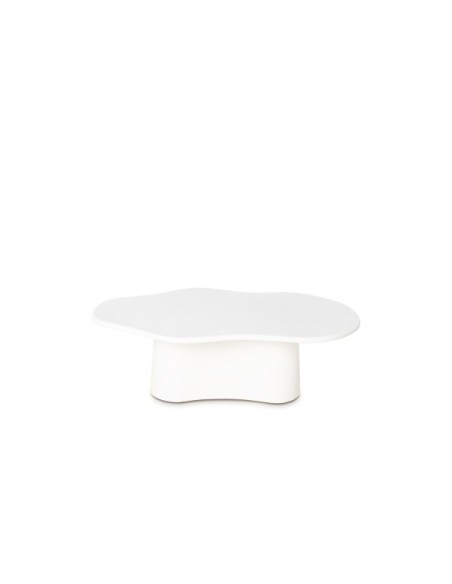 Mesa de Centro KULER 120 cm, Madera de Mango / Blanco Efecto Cemento