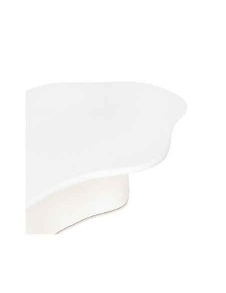 Mesa de Centro KULER 120 cm, Madera de Mango / Blanco Efecto Cemento