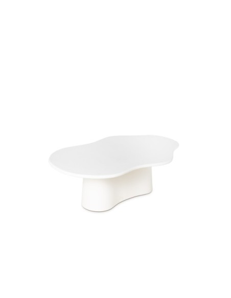 Mesa de Centro KULER 120 cm, Madera de Mango / Blanco Efecto Cemento