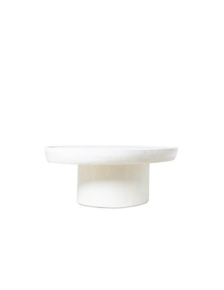 Mesa de Centro LIME 120 cm, Madera de Mango / Blanco Efecto Cemento
