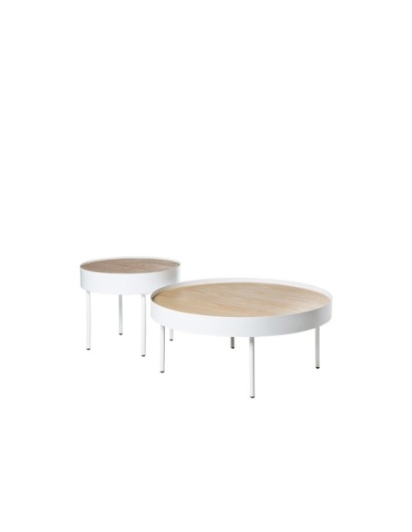 Mesa de Centro HERBERT, Madera / Metal / Roble / Blanco