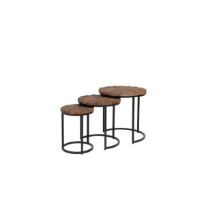 Set 3 Mesas Auxiliares MORA, Madera Reciclada / Hierro /...