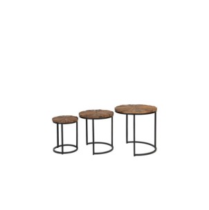Set 3 Mesas Auxiliares MORA, Madera Reciclada / Hierro /... 2