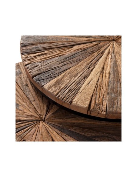 Set 3 Mesas Auxiliares MORA, Madera Reciclada / Hierro / Natural / Negro