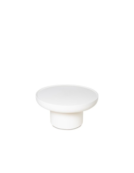 Mesa de Centro LIME 80 cm, Madera de Mango / Blanco Efecto Cemento