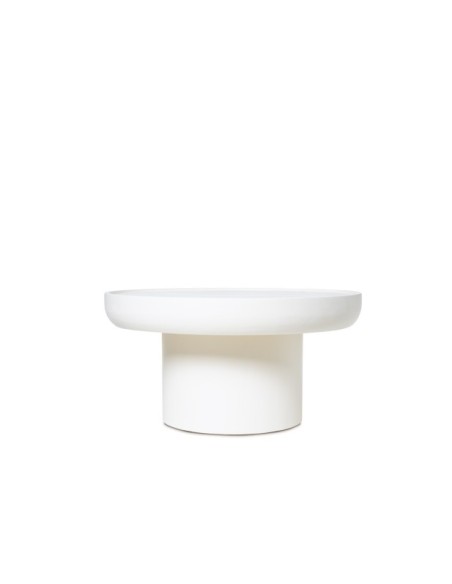 Mesa de Centro LIME 80 cm, Madera de Mango / Blanco Efecto Cemento