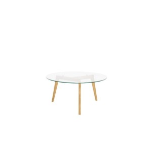 Mesa de Centro DISTRICT Ø90 cm, Cristal / Roble Natural