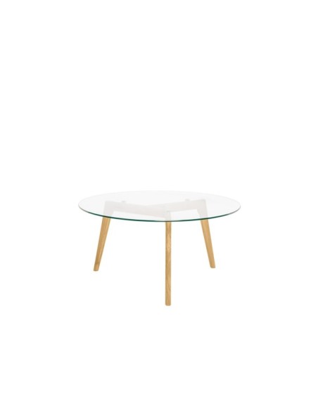 Mesa de Centro DISTRICT Ø90 cm, Cristal / Roble Natural