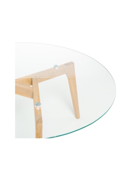 Mesa de Centro DISTRICT Ø90 cm, Cristal / Roble Natural