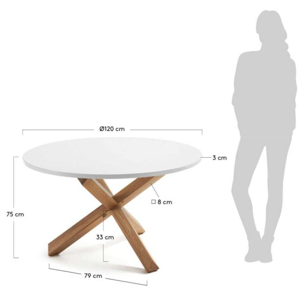 Mesa LOTUS Ø120 cm, de comedor, blanca - Kave Home, Vackart
