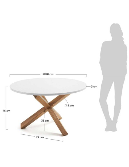 Mesa LOTUS Ø120 cm, de comedor, blanca - Kave Home, Vackart